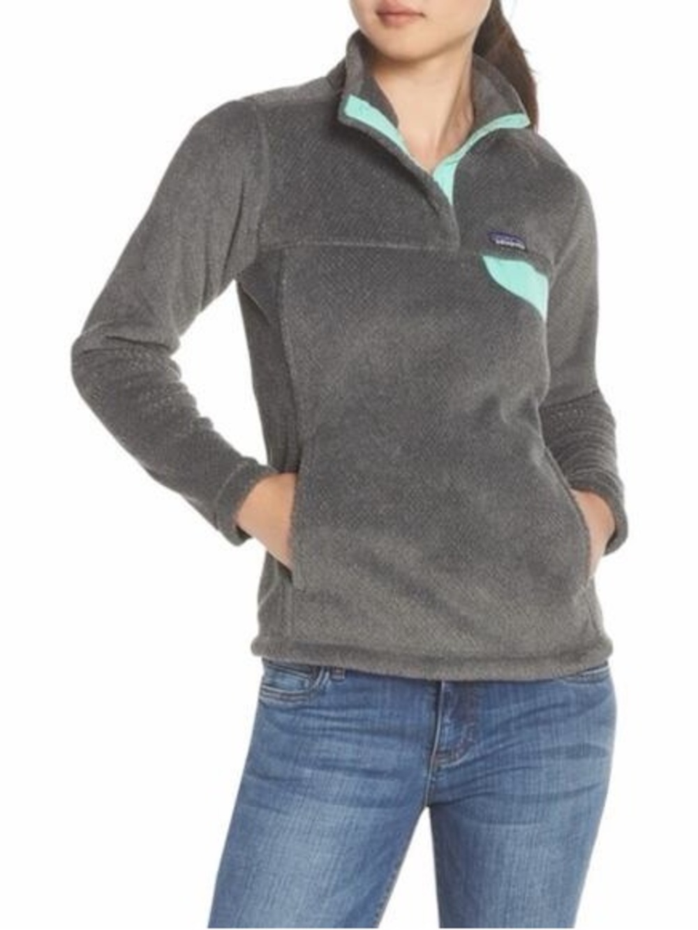 Patagonia Re-Tool Snap-T Fleece Pullover – Women’s Gray/Mint - Picture 2 of 5